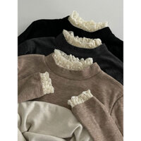 nimstudio/ Áo len giữ nhiệt phối cổ ren mềm mịn mặc thoải mái cho nữ