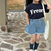 [Ninanino] Short jeans rách gấu cạp chun mềm