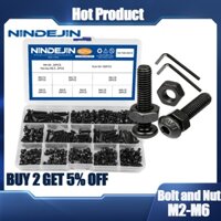 Nindejin Hex Lục Giác Ổ Cắm Đầu Tròn Vít Bộ Đai Ốc 10.9 Thép Carbon M2 M2.5 M3 M4 M5 M6 Allen Đầu Tròn Vít Bộ Bu Lông Và Đai Ốc