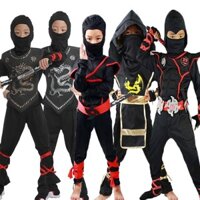 Ninja Cosplay Jumpsuit Mask Set Mặt Nạ Trẻ Em Chiến Binh Halloween Bé Gái Trang Phục Ninja Trang Phục Trẻ Em