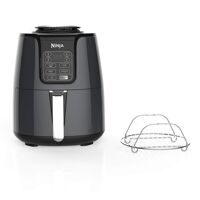 Ninja Fryer, 1550-Watt Programmable Base for Air Frying, Roasting, Reheating & Dehydrating with 4-Quart Ceramic Coated Basket (AF101), Black/Gray (...