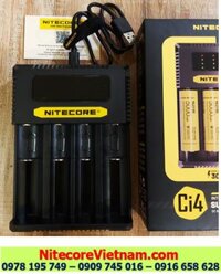 Nitecore Ci4 _Máy sạc 04 Pin cổng USB (Sạc pin Li-ion 3.7v-4.2v, NiMh 1.2v AA, AAA, 18650,14500, 16340, 21700, 26650,v,v...)