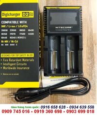 Nitecore D2; Máy sạc pin Nitecore D2, màn hình LCD, sạc được 1-2 pin NiMh-NiCd-Lithium chính hãng