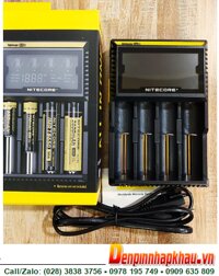 Nitecore D4 _Máy sạc 4 Pin Lithium 3v-3.7v-4.2v và NiMh 1.2v (màn hình LCD, Sạc Pin 18650, 26650, 14500, 21700, CR123A, CR2, 16340,..)