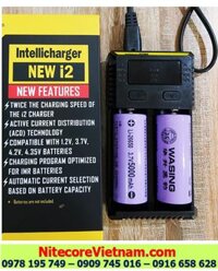 Nitecore New i2 (Bộ sạc Nitecore New i2 kèm sẳn 02 pin SẠC WASING 26650 5000mAh đầu lồi lithium 3.7v) chính hãng