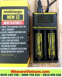 Nitecore New i2 (Bộ sạc Nitecore New i2 kèm sẳn 02 pin SẠC 18650 Nitecore NL1826R 2600mAh lithium 3.7v) chính hãng