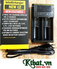 Nitecore New i2 _Máy sạc 2 Pin Lithium 3.7v-4.2v và NiMh 1.2v (màn hình LCD, Sạc Pin 18650, 26650, 21700,16340,.)