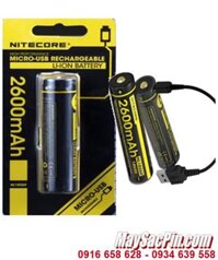 Nitecore NL1826R; Pin sạc 18650 Lithium 3.7v Nitecore NL1826R 2600mAh _thân pin có cổng USB