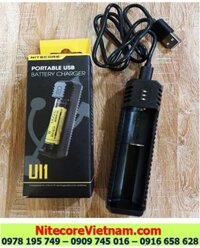 Nitecore Ul1 _Máy sạc 01 Pin có cổng USB (Sạc pin Li-ion 3.7v-4.2v, Cỡ pin 18650,14500, 16340, 21700, 26650,v,v...)