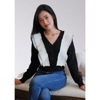 NIUOT - Áo dệt kim phối voan Almira Blouse - Beenie