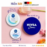 NIVEA nội địa Đức - Kem Dưỡng Ẩm Da Sáng Mịn có sẵn hộp thiếc và nhựa tuýp Creme SOFT Care xanh chính hãng thể cream