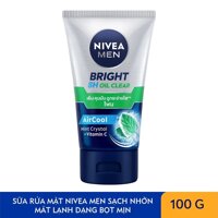 Nivea Sữa Rửa Mặt Nivea Men Sạch Nhờn Mát Lạnh Bọt Mịn Bright 8h Oil Clear 100g