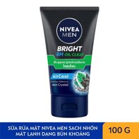 Nivea Sữa Rửa Mặt Nivea Men Bùn Khoáng Sạch Nhờn Mát Lạnh Bright 8h Oil Clear 100g