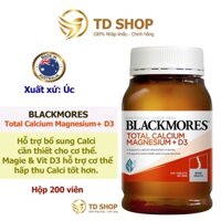 [NK Úc] Viên uống hỗ trợ xương khớp Total Calcium & Magnesium + D3 Blackmores Úc 200 viên - TD Shop