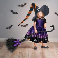 NNJXD Little Girls Short Sleeve Dresses Halloween Pumpkin Castle printed clothing with Headband