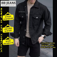 [No 1] Áo khoác jean nam FORM ĐỨNG - chất jean mẫu 3 dây kéo tay và túi - chất jean đen thêu HH size 40-75kg BB Jeans
