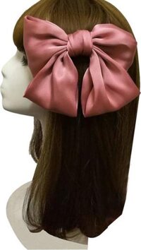 Nơ cài tóc lụa bản to dễ thương KAH161 - Hồng - Kẹp bấm