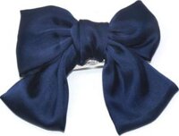 Nơ cài tóc lụa bản to dễ thương KAH161 - Xanh coban - Kẹp mỏ vịt