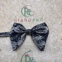 Nơ chú rể hoa gấm bản to chuẩn Hàn quốc Giangpkc 2022 - Xám đậm