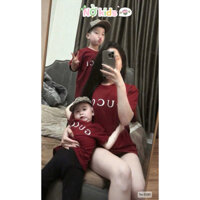 [NỞ kids] Áo đôi cặp mẹ con Guccci tay cộc thụng đỏ chất cotton mịn đẹp unisex bé trai bé gái mẹ (8-27kg)(40-60kg)