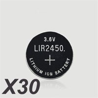 no logo 30pcs 3.6V LIR2450 lir 2450 Lithium ion Rechargeable Battery 120mah Li-ion Button Coin Cell Replace for CR2450 CR 2450