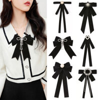 Nơ Nữ Retro Phong Cách Anh Áo Sơ Mi Cổ Đen Nhung Trang Trí Nơ Thời Trang Thổ Cẩm Cổ Hoa Phụ Kiện