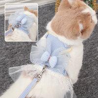 Nơ Thú Cưng Công Chúa Dây Đeo Váy Áo Vest Có Dây Xích Bộ Chó Con Động Vật Nhỏ Mèo Đi Bộ Dẫn Chihuahua Bichon