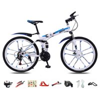 Nobuddy Foldable Bicycle 26 Inch, 30-Speed Folding Mountain Bike, Unisex Lightweight Commuter Bike, MTB Full Suspension Bicycle with Double Disc Brake