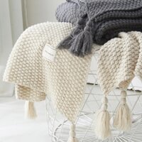 Nodic Đan Phong Cách Sofa Chăn Ném Dệt Kim Móc Lazer Sofa Bao Trang Trí Chăn Kẻ Sọc Quilt