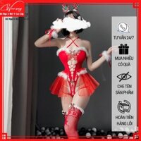 [NOEL] Cosplay Giáng Sinh Nai Sừng Tấm  Sexy Bộ Đồ Lưới Một Mảnh 7436