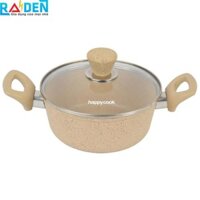 Nồi 2 quai chống dính vân đá Happycook Charm N16-CH size 16cm, dùng được bếp ga, bếp hồng ngoại, bếp từ