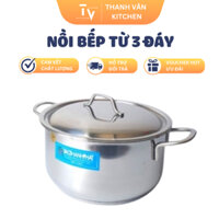 Nồi 3 đáy từ chuyên dùng cho bếp điện từ, nồi inox dày cao cấp | TVKITCHEN