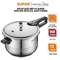 Nồi áp suất bếp từ Supor 22cm-5,2L inox 304 Quick YS22ED (Bạc)