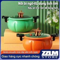 Nồi Áp Suất Bí Ngô 8L, Nồi Áp Suất Đa Năng Chống Dính Hầm, Xào, Nấu,  Nồi Hầm 4in1 Hầm Gà tiện lợi