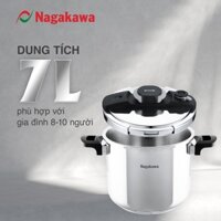 Nồi áp suất cơ đáy từ Nagakawa NAG1472 (7L) - Lòng nồi inox 304, Van kép 3 cấp an toàn