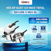 Nồi áp suất cơ inox Tefal Secure 5 Neo 6L - tay cầm đen, núm vặn xanh lá