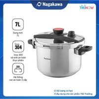Nồi Áp Suất Đáy Từ Đa Lớp Nagakawa NAG1473 7L - Lòng Nồi Inox 304, Van Kép 3 Cấp An Toàn