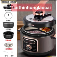 Nồi áp suất điện 3 ngăn-5 lít-nấu cơm, nấu canh, ninh xương-đa năng