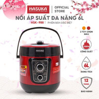 Nồi áp suất điện đa năng Hasuka HSK-988 dung tích 6L, công suất 1000W- Thiết bị nấu ăn hiện đại và tiện lợi (BH12 tháng)