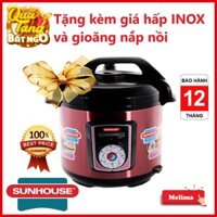 Nồi áp suất điện Đa Năng Sunhouse SHD1755, Dung tích 5L, Tặng kèm giá hấp và gioăng nắp nồi, Bảo hành 12 th
