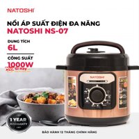 Nồi áp suất điện NATOSHI NS-07 6 lít L nấu cơm hầm xương ninh thịt cháo súp công nghệ chống dính cao cấp