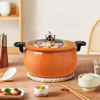 Nồi Áp Suất Nhỏ Bí Ngô Nồi Canh Chống Dính Đá Y Tế Đáy Dày Có Nắp
