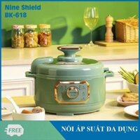 NỒI ÁP SUẤT NINESHIELD KB-618, Dung tích 3L,4L. Nồi áp suất đa năng với 6 chức năng hầm,nấu luộc xào rán, lẩu - Dung tích 3L