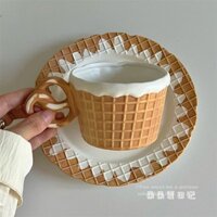 Nổi bật [Shop Hot Sale] ins Cốc nước gốm sứ Hàn Quốc dễ thương Cốc cà phê Bữa sáng Bánh quế Đĩa ăn tối Chiều sảng khoái Món tráng miệng Cốc