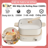 Nồi Bếp Lẩu Nướng Bear C40M1 5L 2 Ngăn, Công Suất 1500W Làm Sôi Nhanh, Lớp Chống Dính Cao Cấp, 3 Nấc Nhiệt Và Giữ Nhiệt