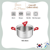 Nồi Bếp Từ 20cm TEFAL | Nồi Inox Chống Dính Phủ Titan/Truyền Nhiệt Đều - Chính Hãng Phiên Bản Màu Đỏ