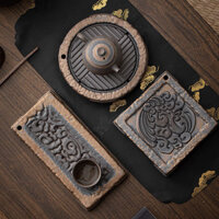 Nồi bong bóng khô ngoài trời có thanh lý bằng gốm Hộ gia đình Nhật Bản Hình chữ nhật Tím Nồi đất sét Khay đựng nước Phụ kiện