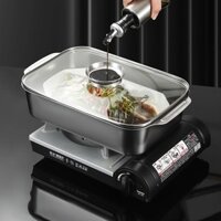 Nồi Cá Hấp Cấp Thực Phẩm Chịu Nhiệt Độ Cao/Khay Hấp Cá Inox Công Suất Lớn Có Nắp/Nồi Hấp Cá Vuông Đa Năng Gia Dụng