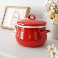Nồi Canh Công Suất Lớn Dày Dặn Hai Tai Kiểu Nhật Tráng Men Nồi Chiên Không Tráng Bếp Từ Đun Gas