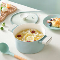 Nồi Canh Gốm Sứ Chảo Chống Dính Gia Dụng Nấu Mì Ăn Liền Nồi Tráng Men Nồi Để Bàn Nồi Ăn Dặm Hai Tai Cho Bé